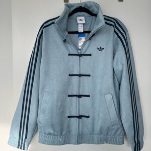 Adidas Tang Light Blue Jacket with Navy Stripes